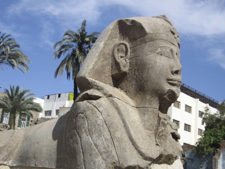 Image: Undated picture released by the Supreme Council of Antiquities of one of twelve sphinx statues in Luxor
